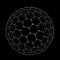 Vector hexagonal grid buckyball sphere isolated on black background