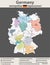 Vector high detailed map of Germany metropolitan regions areas