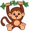 Vector high quality animated monkey climbing a tree and very funny