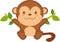 Vector high quality animated monkey climbing a tree and very happy