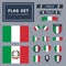 Vector high quality set of 16 different Italy flag related illustrations