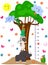 Vector hight meter for kids with cute animals. Rhino and his friends with funny decoration.