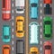 Vector highway road with cars and vehicles top view illustration