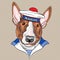Vector hipster dog Bullterrier sailor