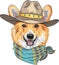 Vector Hipster dog Pembroke Welsh corgi