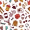 Vector hipster doodle icons background or pattern illustration