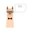 Vector hipster flat lama wearing bowtie and glasses saying hello