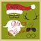 Vector hipster Santa Claus. Silhouette with cool beard and glass