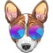 Vector hipster serious dog Beagle in glasses