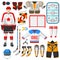 Vector hockey uniform and accessory in flat style.