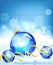Vector holiday blue background with blue balls
