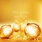 Vector holiday gold background with gold balls