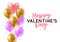 Vector holiday romantic illustration with realistic 3D flying bunch of air balloon hearts, confetti. Trendy Valentine`s Day