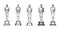 Vector Hollywood Golden Oscar Academy Award Statue Shape - Black and White Illustration with Outline. Success and