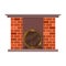 Vector home fireplace. Vintage design of stone oven with metal decorative elements. Flat icon design. Illustration