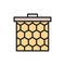 Vector honeycomb frame flat color line icon.