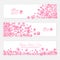 Vector horizontal banners set of scattered rose petals for different design. Mothers Day concept. Isolated