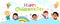 Vector horizontal banners World Childrenâ€™s day with happy kids