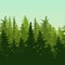 Vector horizontal seamless background with green pine or fir-tree forest. Nature background with evergreen trees.