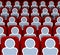 Vector Horizontal Seamless Cinema Seats Rows with People, Colorful Background