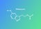 Vector hormones gradient banner template. Melatonin structure on blue to green background. Hormone assosiated with sleep disorder