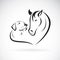 Vector of horse and dogLabrador on white background. Pet. Animal. Easy editable layered vector illustration