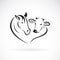 Vector of horse head and cow head design on a white background. Animals farm. Easy editable layered vector illustration