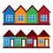 Vector houses, colored painted houses,