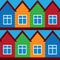 Vector houses, colored painted houses,