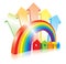 Vector houses, rainbow and arrows
