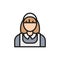 Vector housewife, cleaner, cleaning staff flat color line icon.