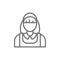 Vector housewife, cleaner, cleaning staff line icon.