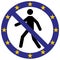 Vector human entry forbidden symbol icon in European Union flag colors. Conceptual image. EU governments and people against illega