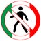 Vector human entry forbidden symbol icon in Italian flag colors. Conceptual image. Italian government and people against the migra
