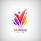 Vector human logo, group of people colorful icon, teamwork