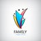 Vector human logo, group of people colorful icon, teamwork, business, family of 4. Kids, caring children, family