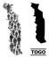 Vector Humans Collage Map of Togo and Solid Map