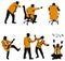 Vector humorous silhouettes of