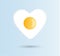 Vector I love eggs, healthy food concept. One fried sunny-side up hen or chicken egg with orange or yellow yolk in the center of w