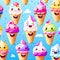 Vector ice cream characters with expressive faces making your design more lively.