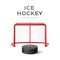 Vector ice hockey goal with net 3d puck