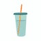 Vector iced coffee cup. Disposable or reusable plastic glass for cold beverage.