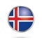 Vector Icelandic flag Button. Iceland flag in glass button style
