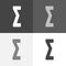 Vector icon algebraic sum. Set a flat sigma icon on white-grey-black color