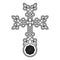 Vector icon with ancient Armenian symbol Khachkar. Armenian cross stone