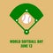 Vector icon of ball and softball field. Softball Day Word Design Concept, suitable for social media post templates, posters, greet