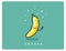 Vector icon of banana, fruit funny cartoon character