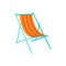 Vector icon beach sunbed with umbrella illustration, wooden deck chair. Summertime relax or rest. Season pool and sea aquapark or