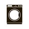 Vector icon of black washing machine on white background. Home