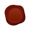 Vector icon of brown wax seal in shape of circle. Round postal stamp with place for text. Mailing symbol